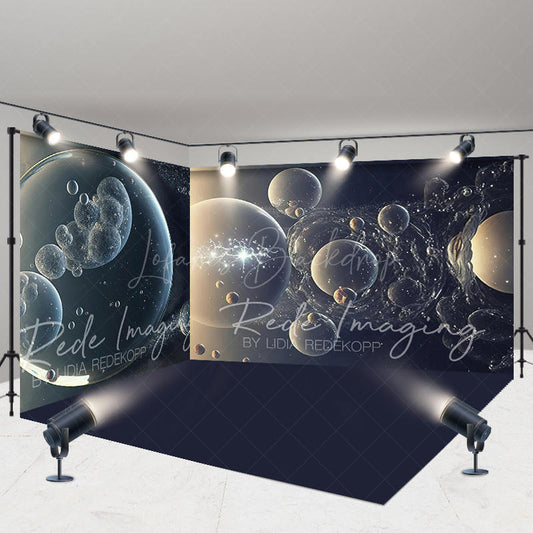 Lofaris Magical Dark Blue Galaxy Bubble Room Set Backdrop