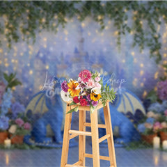 Lofaris Magical Dragon Cake Smash Photography Backdrop Fairytale Castle with String Lights Kids Birthday Photo Background