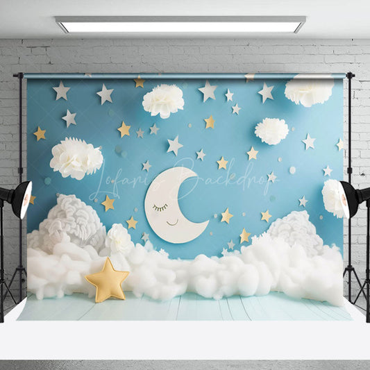 Lofaris Magical Dreamy Night Sky Sleeping Moon Face Backdrop