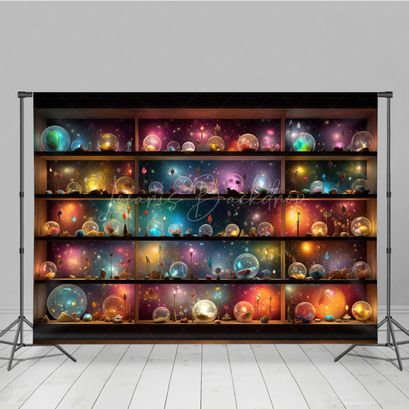 Lofaris Magical Galaxy Orbs and Celestial Shelves Room Set Backdrop Sci-Fi Inspired for Fantasy Themed Photos