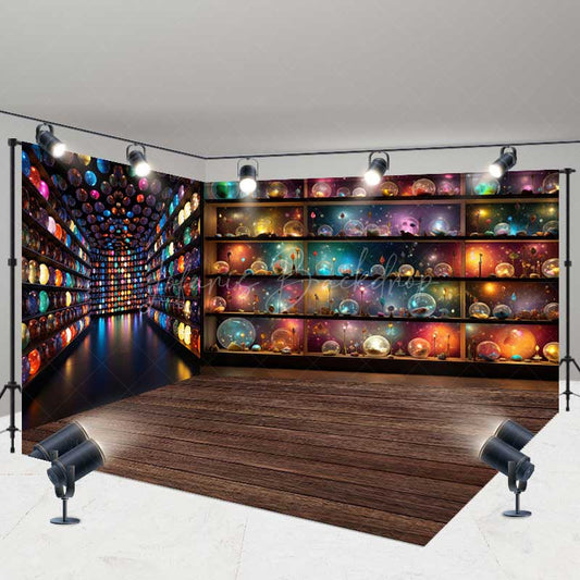 Lofaris Magical Galaxy Orbs and Celestial Shelves Room Set Backdrop Sci-Fi Inspired for Fantasy Themed Photos