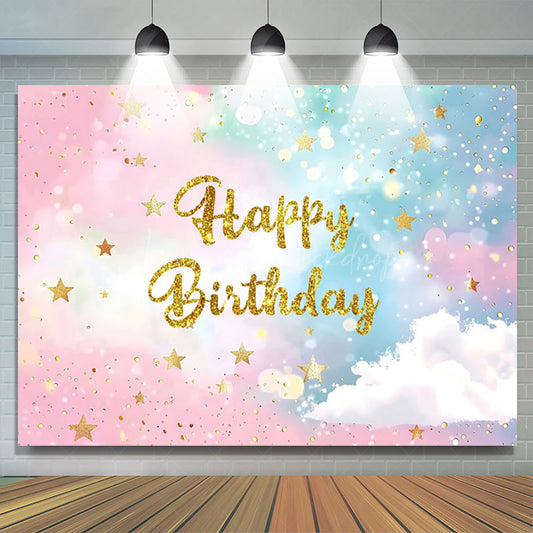 Lofaris Magical Gradient Sky Glitter Happy Birthday Backdrop