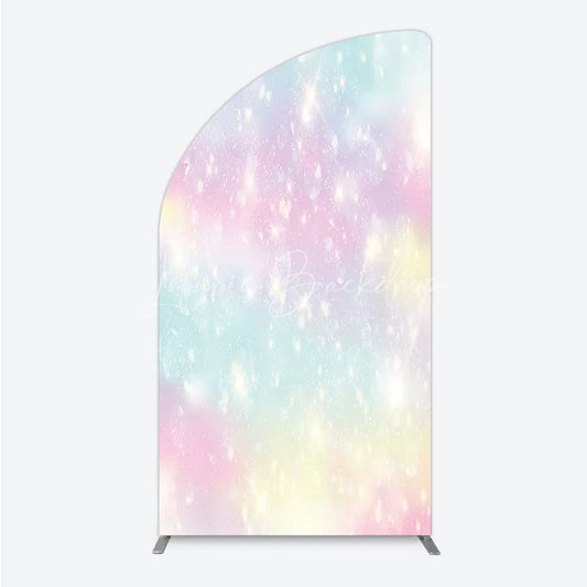 Lofaris Magical Pastel Rainbow Glitter Half Moon Arch Backdrop Dreamy Sparkle Party Decoration for Celebrations