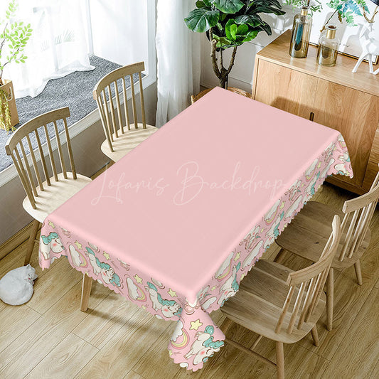 Lofaris Magical Rainbow Unicorn Themed Cartoon Tablecloth