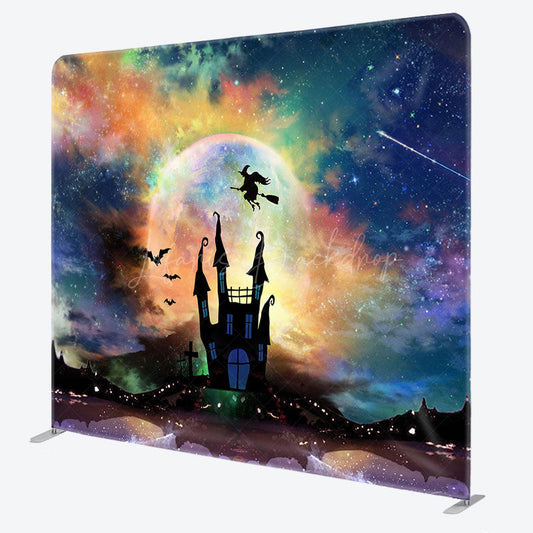 Lofaris Magical Sky Halloween Castle Square Tension Backdrop
