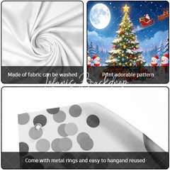 Lofaris Magical Snowy Christmas Tree and Snowmen Garage Door Banner Santa Sleigh Reindeer Holiday Decor.