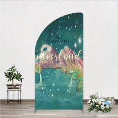 Lofaris Magical Starry Night Half Moon Arch Backdrop with Rainbow and Mermaid Tails Dreamy Fantasy Adventure