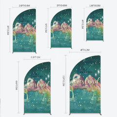 Lofaris Magical Starry Night Half Moon Arch Backdrop with Rainbow and Mermaid Tails Dreamy Fantasy Adventure