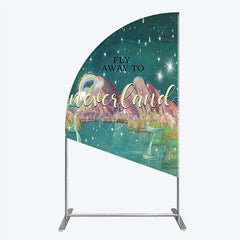 Lofaris Magical Starry Night Half Moon Arch Backdrop with Rainbow and Mermaid Tails Dreamy Fantasy Adventure