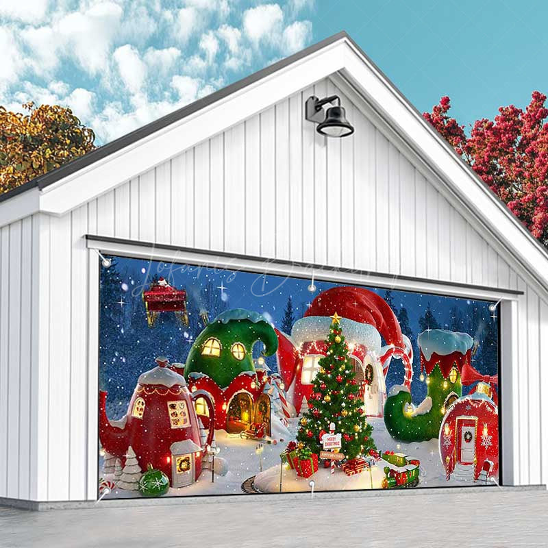 Lofaris Magical Tree Christmas Vibe House Garage Door Banner