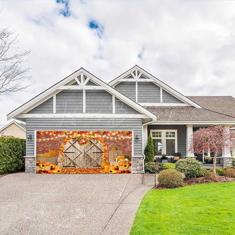 Lofaris Maple Leaves Brick Wall Door Fall Garage Banner