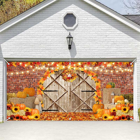 Lofaris Maple Leaves Brick Wall Door Fall Garage Banner