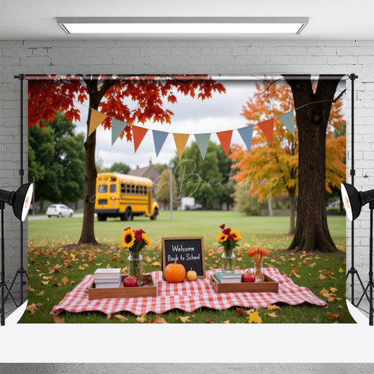 Lofaris Maple Trees Lawn Autumn Back To School Photo Backdrop