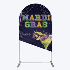 Lofaris Mardi Gras Arch Backdrop Purple Masquerade Mask Cocktail Background Carnival Party Cover Photography Prop
