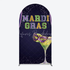 Lofaris Mardi Gras Arch Backdrop Purple Masquerade Mask Cocktail Background Carnival Party Cover Photography Prop