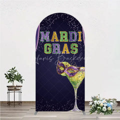 Lofaris Mardi Gras Arch Backdrop Purple Masquerade Mask Cocktail Background Carnival Party Cover Photography Prop