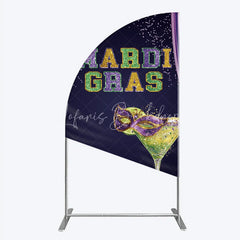 Lofaris Mardi Gras Half Moon Arch Backdrop Purple Masquerade Mask Cocktail Background Carnival Party Cover Photography Prop