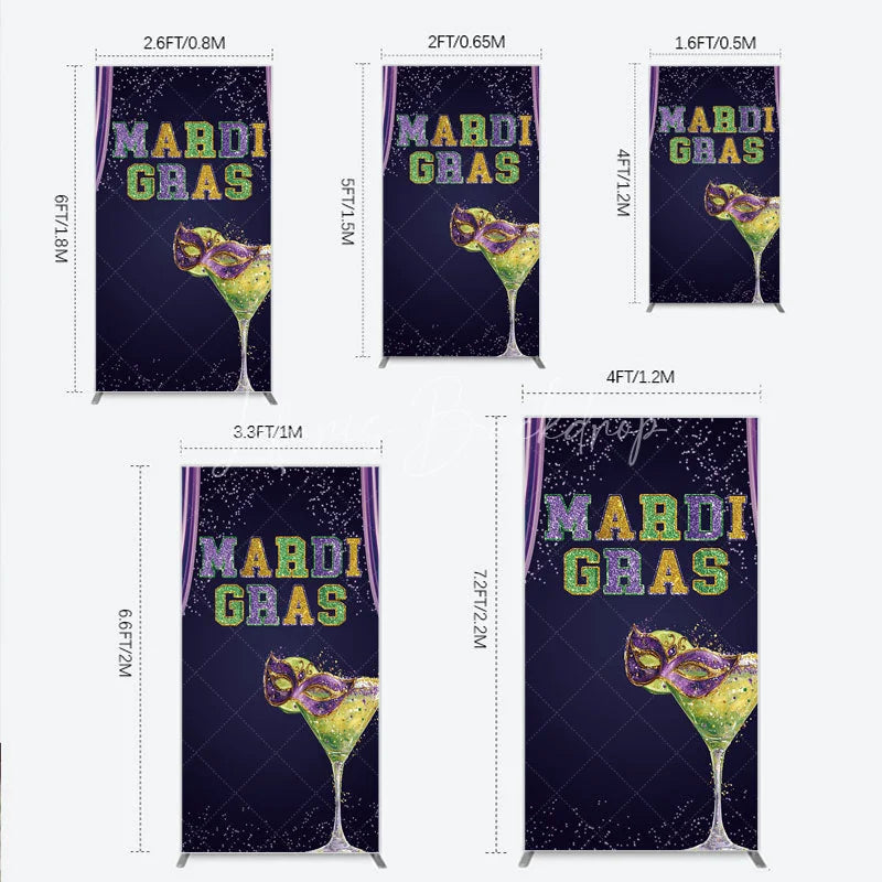 Lofaris Mardi Gras Rectangle Backdrop Purple Masquerade Mask Cocktail Background Carnival Party Cover Photography Prop