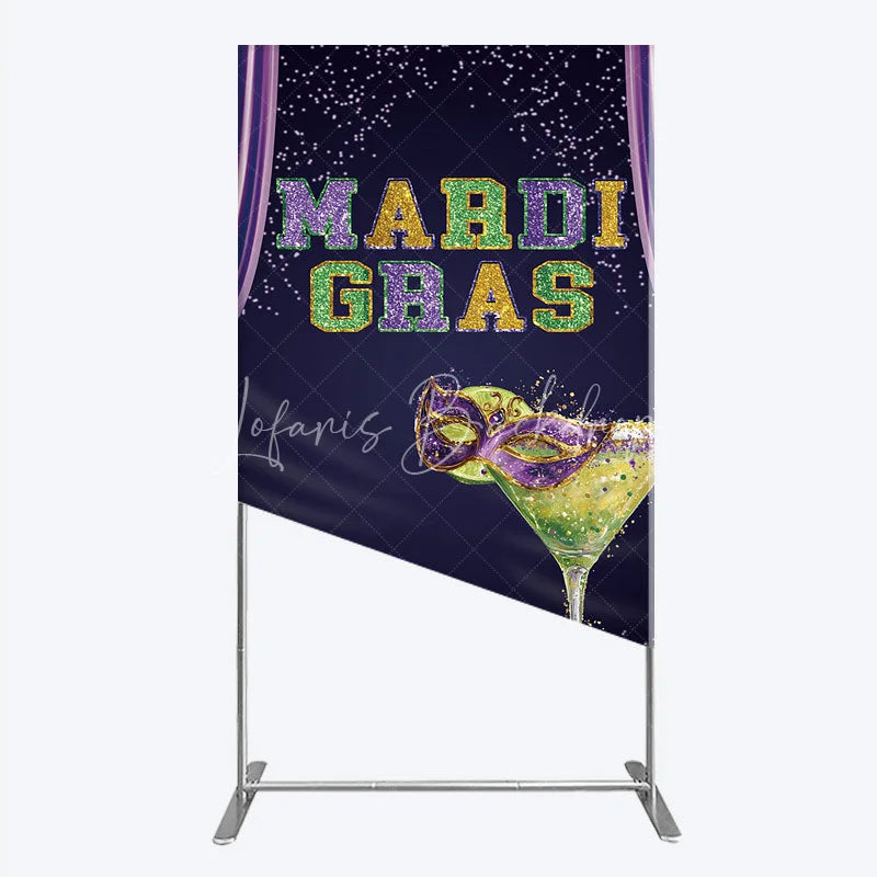 Lofaris Mardi Gras Rectangle Backdrop Purple Masquerade Mask Cocktail Background Carnival Party Cover Photography Prop