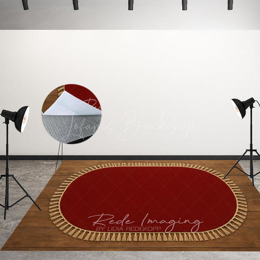Lofaris Marroon Oval Rug Fabric Floor Backdrop For Photo