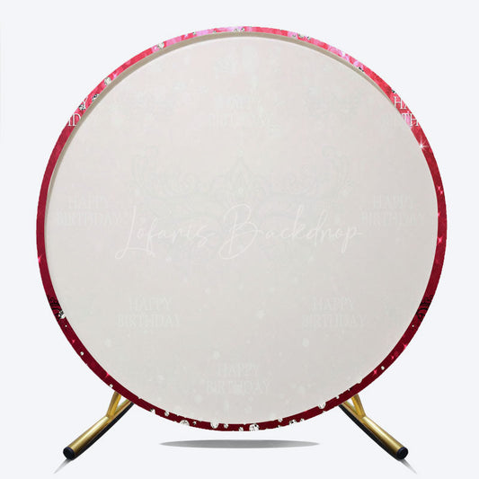 Lofaris Masquerade Ball Birthday Round Backdrop Red and Black Venetian Mask with Diamonds Sweet 16 Party Decor