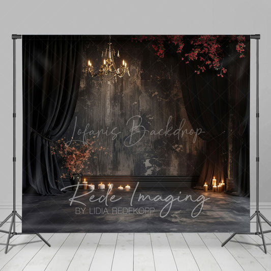 Lofaris Medieval Black Dark Room Candle Light Photo Backdrop