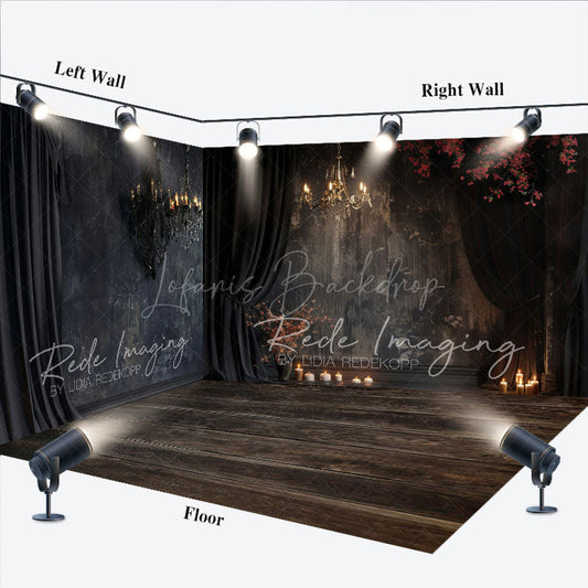 Lofaris Medieval Black Wall Candle Curtain Room Set Backdrop
