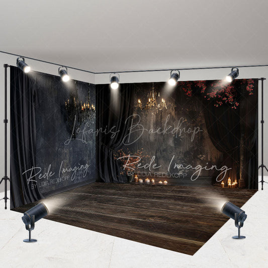 Lofaris Medieval Black Wall Candle Curtain Room Set Backdrop