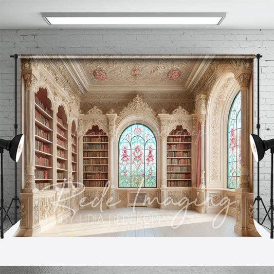 Lofaris Medieval Retro Bookshelf Fancy Room Photo Backdrop