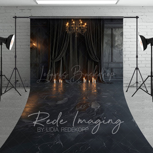 Lofaris Medieval Retro Candle Dark Black Room Sweep Backdrop