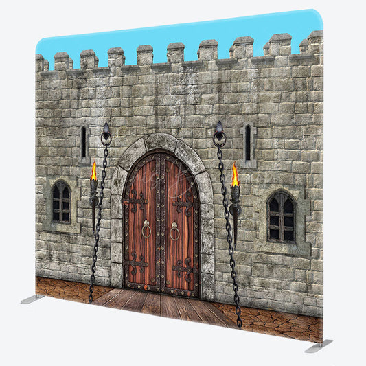 Lofaris Medieval Retro City Wall Square Tension Backdrop