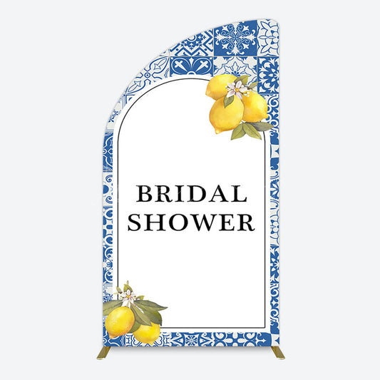 Lofaris Mediterranean Lemon Bridal Shower Party Half Moon Arch Backdrop