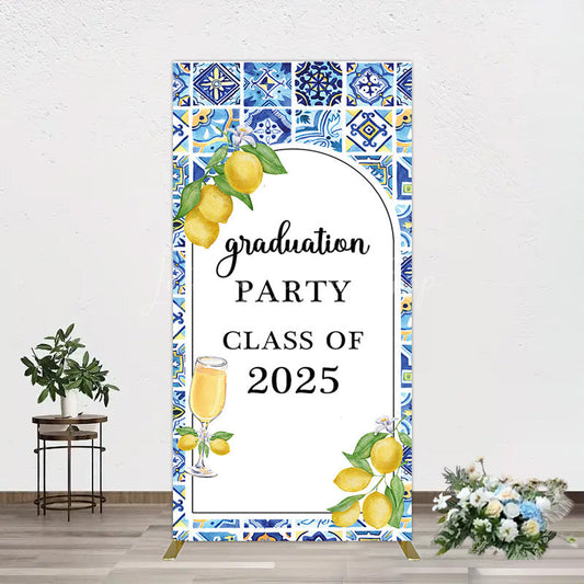 Lofaris Mediterranean Lemon Graduation Party Rectangle Backdrop
