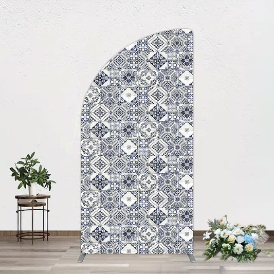 Lofaris Mediterranean Pattern Simple Birthday Half Moon Arch Backdrop
