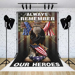 Lofaris Memorial Day Independence Backdrop Always Remember Our Heroes Background Patriotic Military Tribute Decor