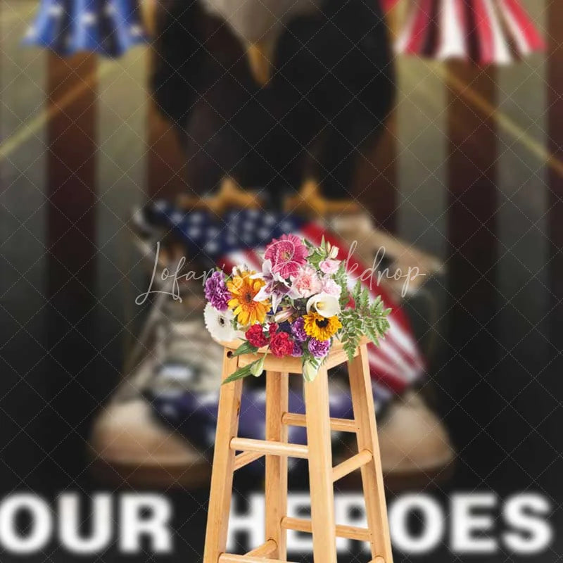 Lofaris Memorial Day Independence Backdrop Always Remember Our Heroes Background Patriotic Military Tribute Decor