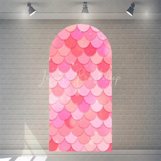 Lofaris Mermaid Scales Arch Backdrop Pastel Purple and Blue Fish Skin Pattern for Girls Birthday Party Decoration