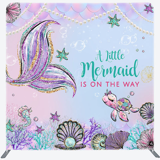 Lofaris Mermaid Under The Sea Glitter Square Tension Backdrop