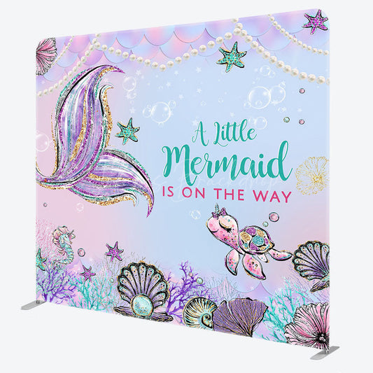 Lofaris Mermaid Under The Sea Glitter Square Tension Backdrop