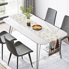 Lofaris Merry Christmas Red Buffalo Plaid Table Runner Rustic Reindeer and Tree Farmhouse Holiday Decor