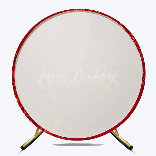 Lofaris Merry Christmas Round Backdrop Red Gold Glitter Snowflake Holiday Party