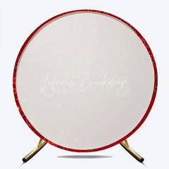Lofaris Merry Christmas Round Backdrop Red Gold Glitter Snowflake Holiday Party