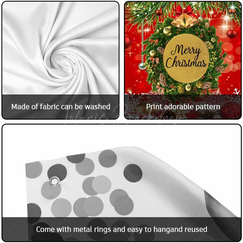 Lofaris Merry Christmas Wreath Tree Red Garage Door Banner