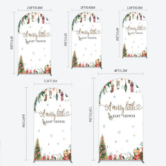 Lofaris Merry Little Baby Shower Arch Backdrop Christmas Tree Bear Party Decoration Winter Holiday Ornament Background