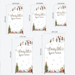 Lofaris Merry Little Baby Shower Half Moon Arch Backdrop Christmas Tree Bear Party Decoration Winter Holiday Ornament Background