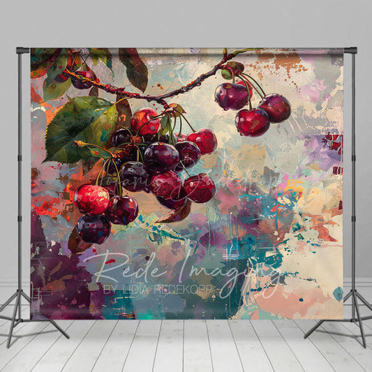 Lofaris Messy Abstract Paint Cherries Fine Art Photo Backdrop