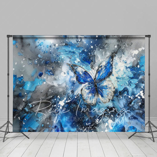 Lofaris Messy Blue Grey Abstract Butterfly Fine Art Backdrop