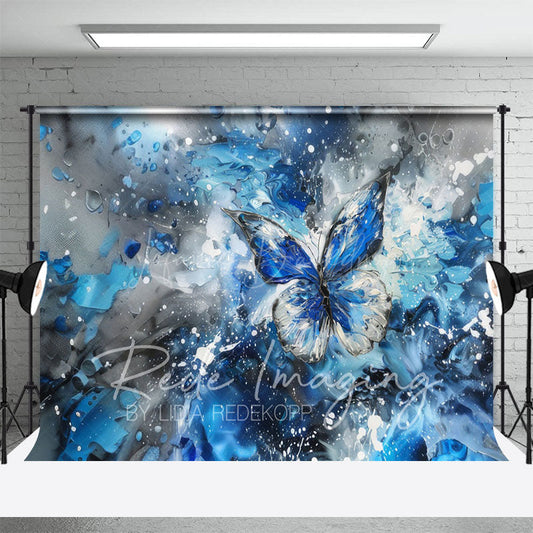 Lofaris Messy Blue Grey Abstract Butterfly Fine Art Backdrop