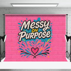 Lofaris Messy On Purpose Graffiti Pink Brick Backdrop Colorful Street Art Hip Hop Dance Party Banner