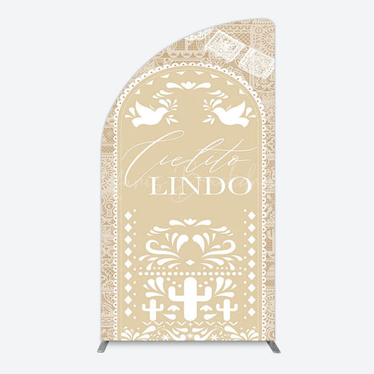 Lofaris Mexican Beige Cielito Lindo Birthday Half Moon Arch Backdrop